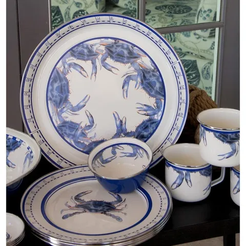 Blue Crab 4 qt. Enamelware Round Serving Bowl