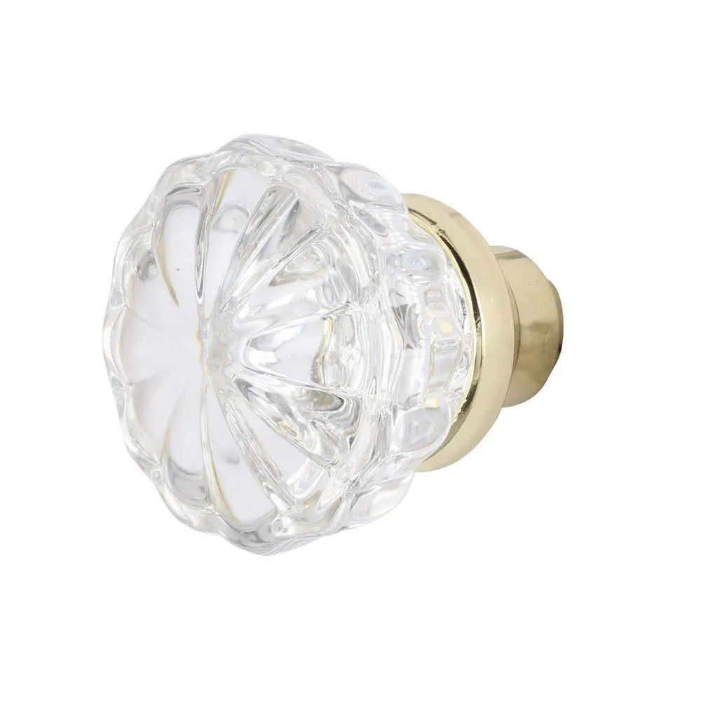 Fluted Glass Door Knob Passage Set, 2 in. Outside Diameter, Brass Plated, Indoor Use, photo 4 of 5