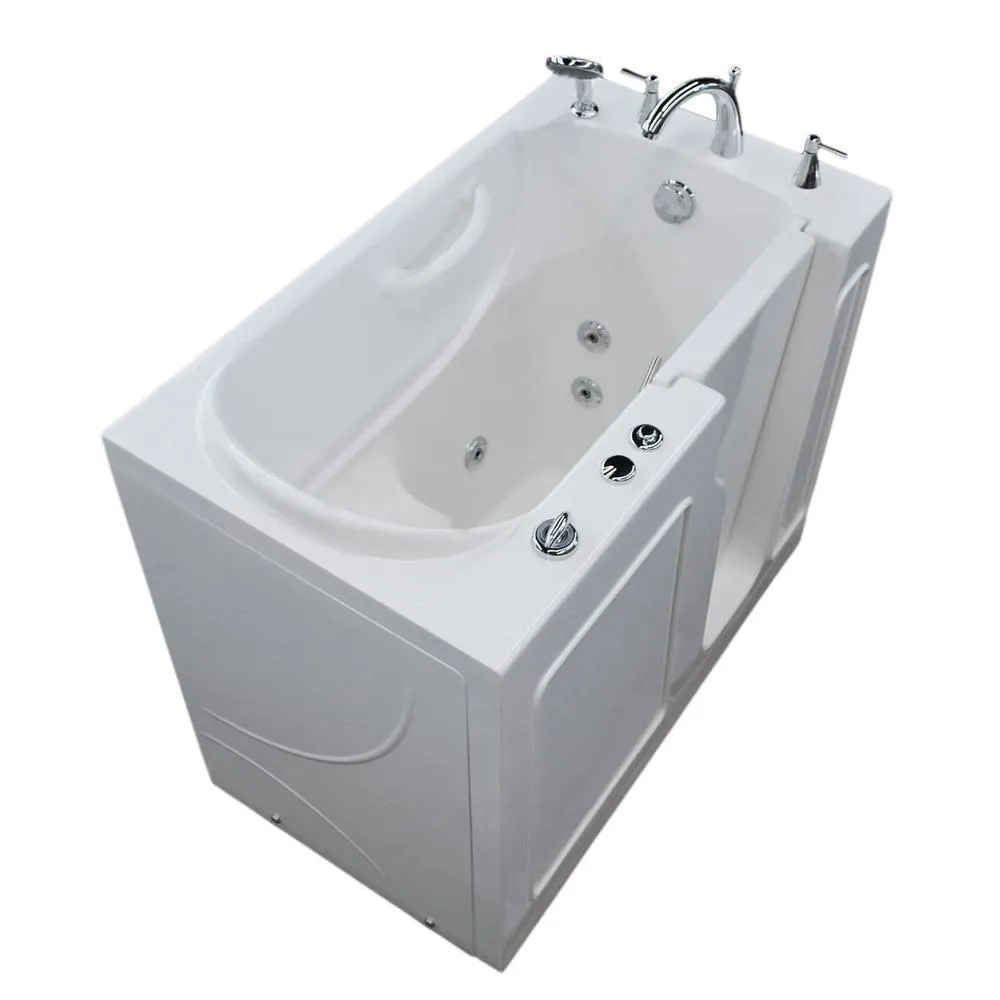 Rampart Nova Heated 3.9 ft. Walk-in Whirlpool Bathtub with 6 in. Tile Easy Up Adhesive Wall Surround in White, photo 8 of 13