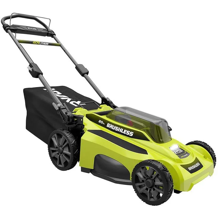 RYOBI 20 in. 40-Volt Brushless Lithium-Ion Cordless Battery Walk Behind Push Lawn Mower & Blower with 6.0 Ah Battery & Charger, photo 8 of 9