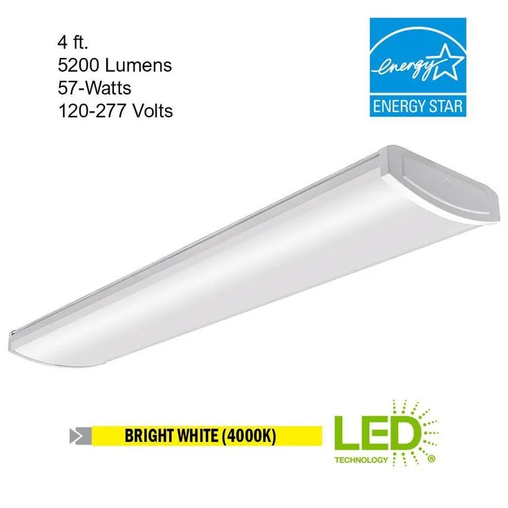 4 ft. High Output 5200 Lumens Integrated LED White Wraparound Light 4000K Bright White 120-277V Energy Star Rated, photo 3 of 7