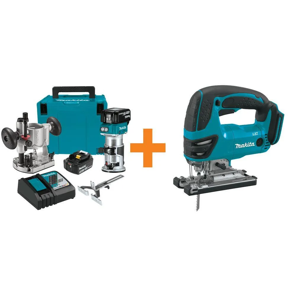 5.0 Ah 18-Volt LXT Lithium-Ion Brushless Cordless Compact Router Kit with Bonus Cordless Jig Saw, photo 14 of 14