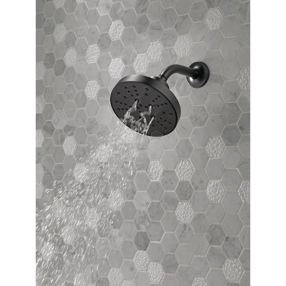Pivotal 5-Spray 6 in. Single Wall Mount Fixed Rain H2Okinetic Shower Head in Matte Black, photo 8 of 17