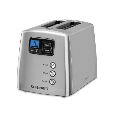 Touch to Toast 2-Slice Silver Wide Slot Toaster with Crumb Tray