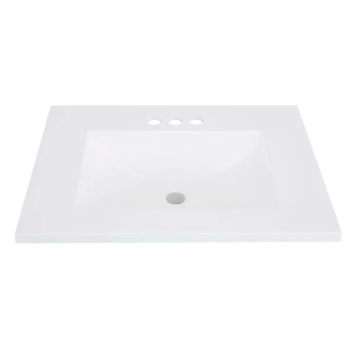 Style Selections Kirkman 24-in White Single Sink Bathroom Vanity with White Cultured Marble Top (Mirror Included), photo 7 of 7