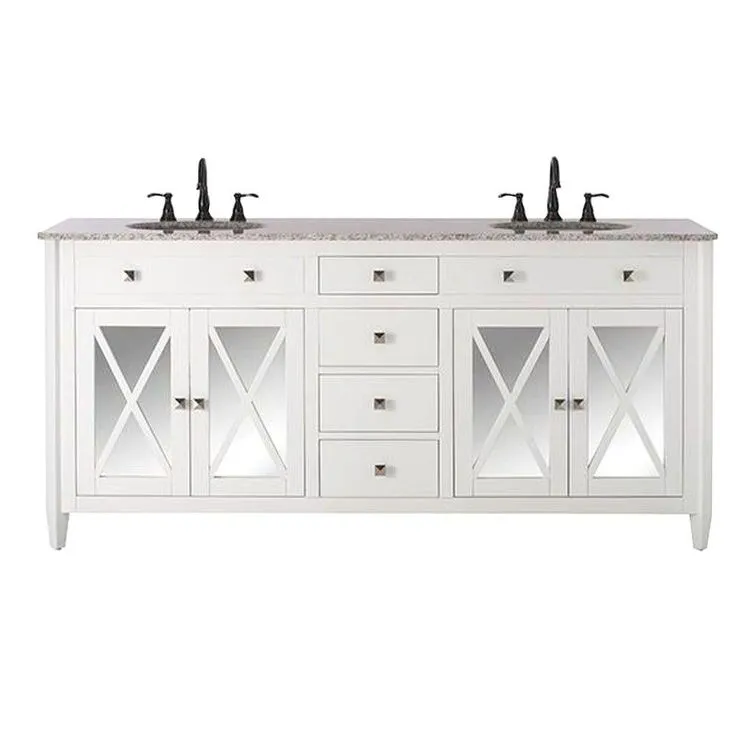 Barcelona 73 in. W x 22 in. D Double Bath Vanity in Teal Blue with China White Marble Top and White Sink, photo 2 of 2