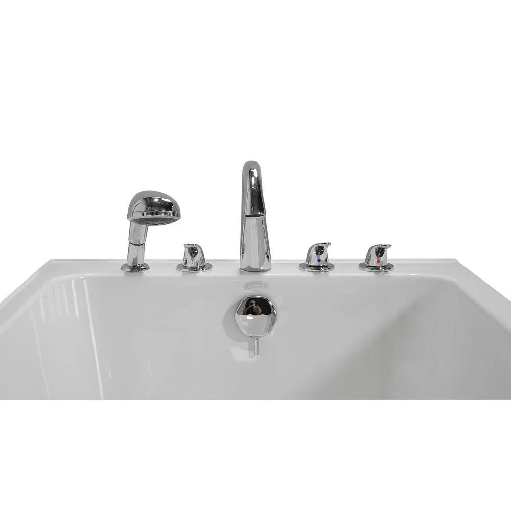 Ella Laydown 72 in. Walk-In Air Bath Bathtub, White, Right-Hinged Middle Glass Door, 5-Piece Fast-Fill Faucet, Right Drain, photo 8 of 11
