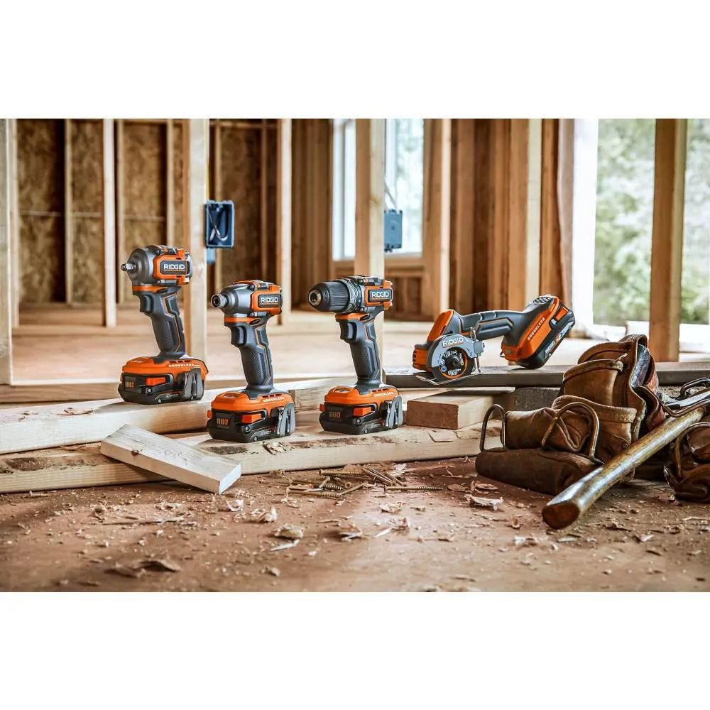 RIDGID 18-Volt SubCompact Li-Ion Brushless 1/2 in. Drill Kit with 3/8 in. Impact Wrench, (2) 2.0 Ah Battery, Charger, and Bag, photo 9 of 10