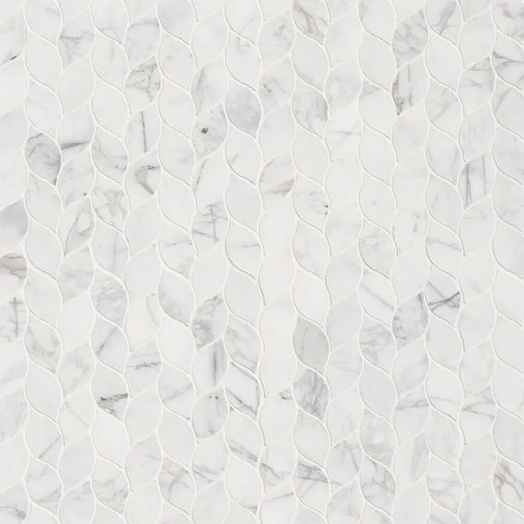 MSI Calacatta Blanco 12 in. x 13 in. x 10mm Polished Marble Mesh-Mounted Mosaic Tile (10.80 sq. ft./case), photo 8 of 10