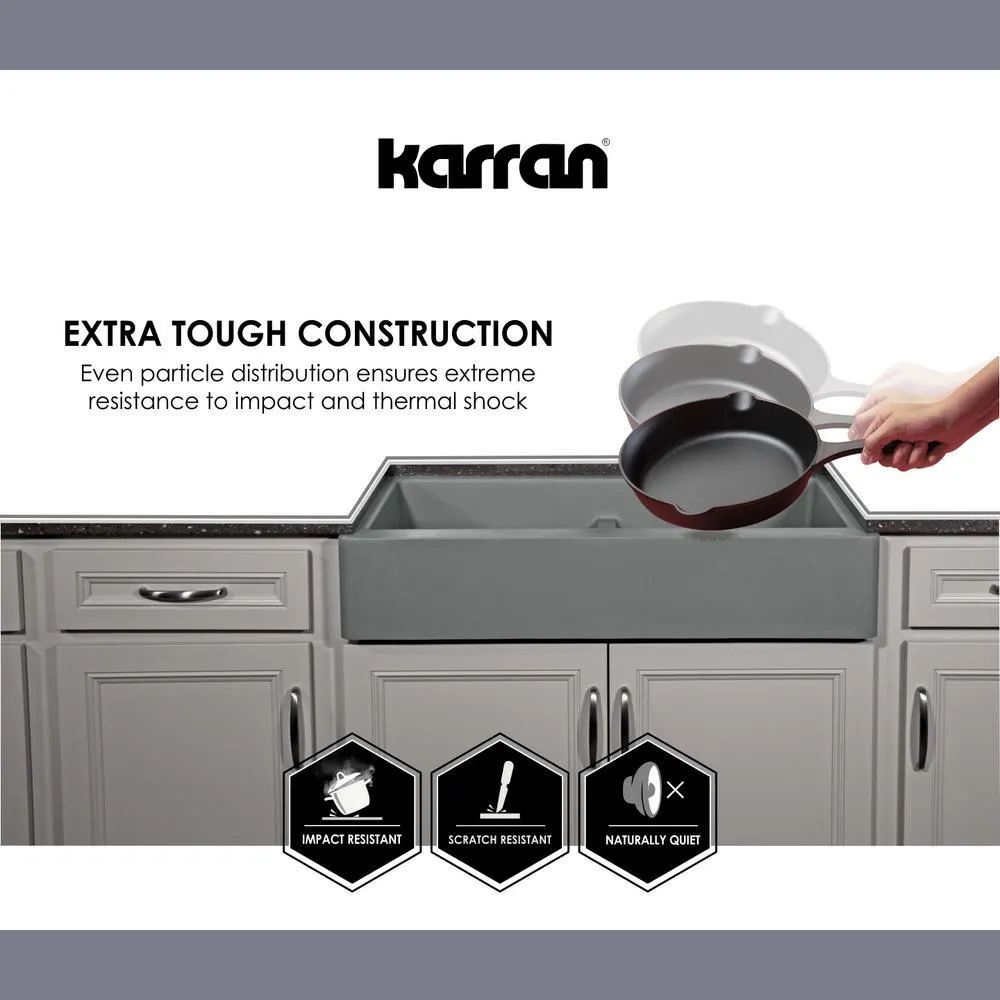 Farmhouse Apron Front Quartz Composite 34 in. Double Bowl Kitchen Sink in Black, photo 6 of 20