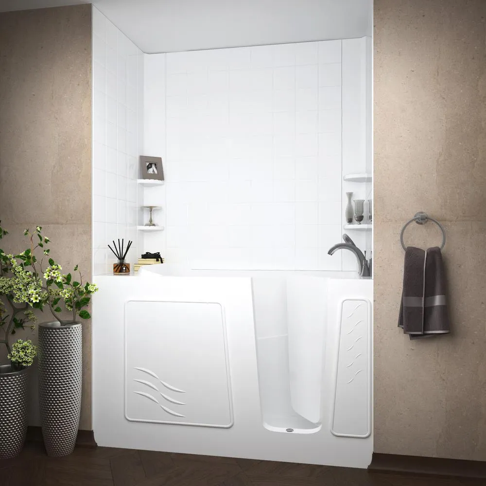 Rampart Nova Heated 5 ft. Walk-in Whirlpool and Air Bathtub with 6 in. Tile Easy Up Adhesive Wall Surround in White, photo 12 of 33