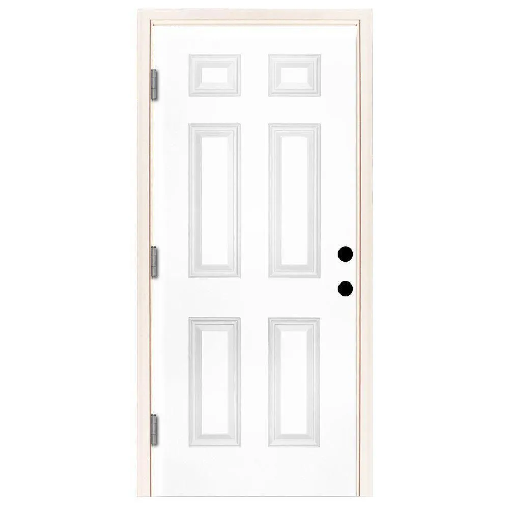 Steves & Sons 42 in. x 80 in. Premium 6 Panel Primed White Steel Prehung Front Door, photo 16 of 17