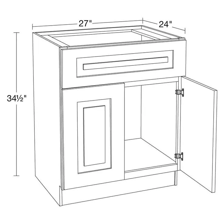 Home Decorators Collection Grayson 27 in. W x 24 in. D x 34.5 in. H Assembled Plywood Sink Base Kitchen Cabinet in Mythic Blue with Soft Close, photo 4 of 5