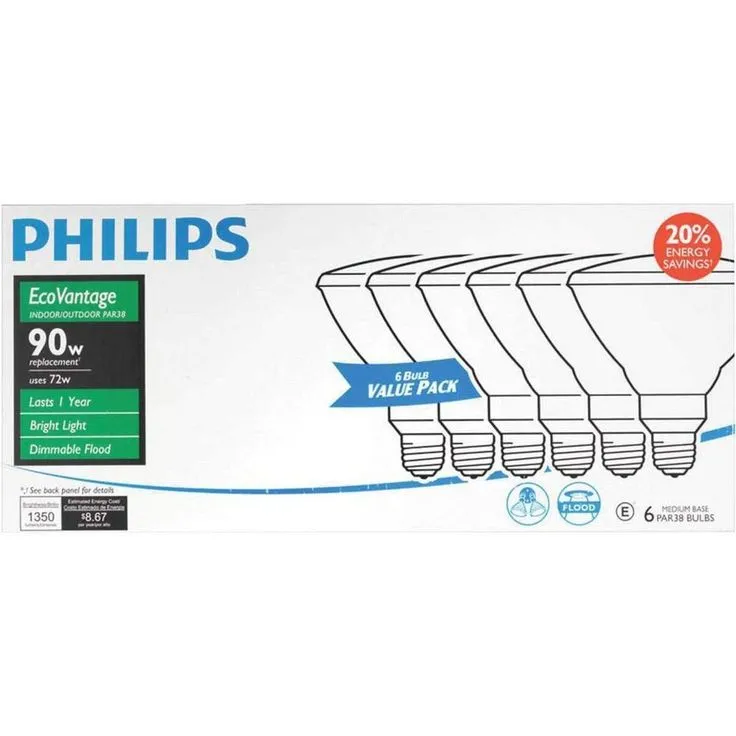 Philips 90-Watt Equivalent PAR38 Halogen Indoor/Outdoor Dimmable Flood Light Bulb (6-Pack), photo 4 of 8