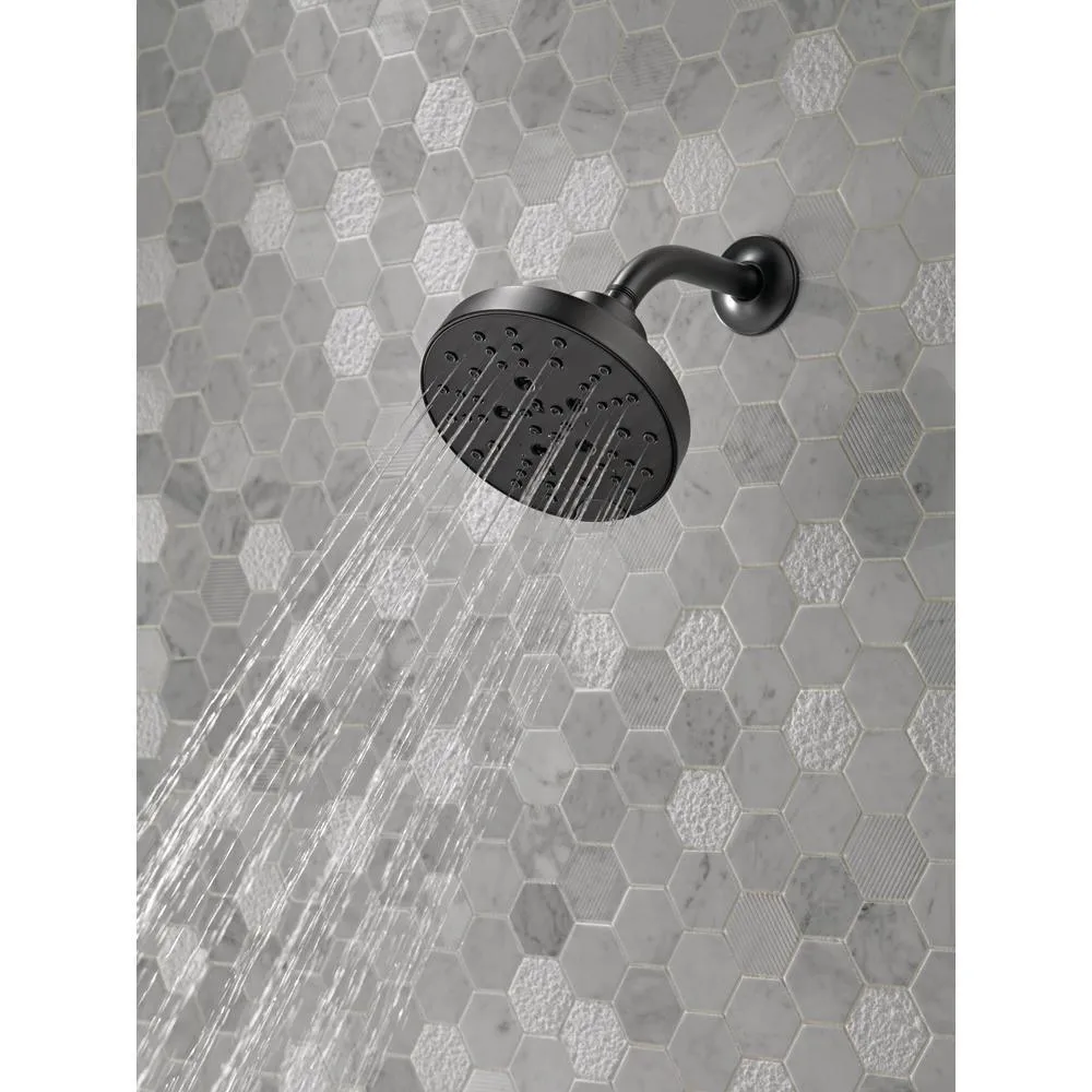 Pivotal 5-Spray 6 in. Single Wall Mount Fixed Rain H2Okinetic Shower Head in Matte Black, photo 4 of 17