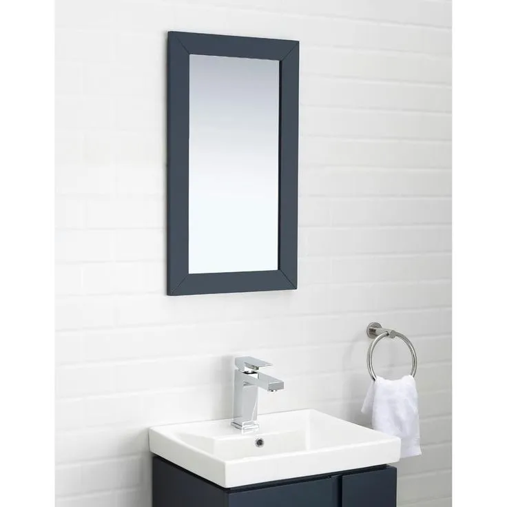 Glovertown 17.3 in. x 14.3 in. D Vanity in Midnight Blue with Ceramic Vanity Top in White with White Sink and Mirror, photo 3 of 4