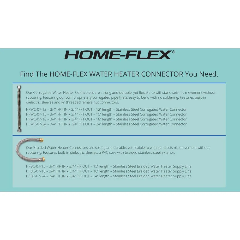 3/4 in. FIP x 3/4 in. FIP x 18 in. Stainless Steel Water Heater Connector, photo 6 of 11