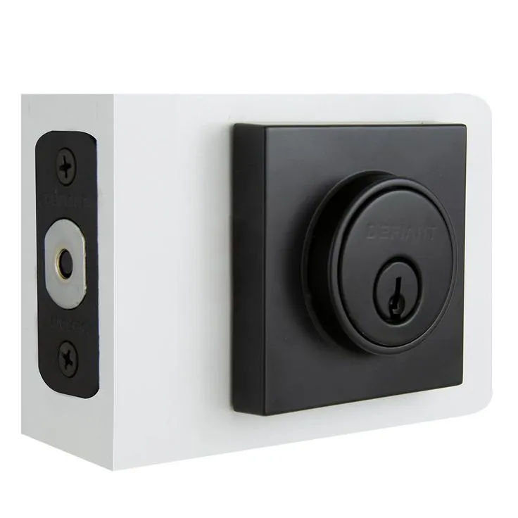 Defiant Contemporary Square Matte Black Single Cylinder Deadbolt, photo 8 of 8
