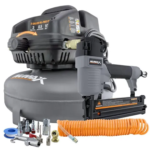 3 Gal. Portable Electric Pancake Air Compressor with 2-in-1 Nailer/Stapler