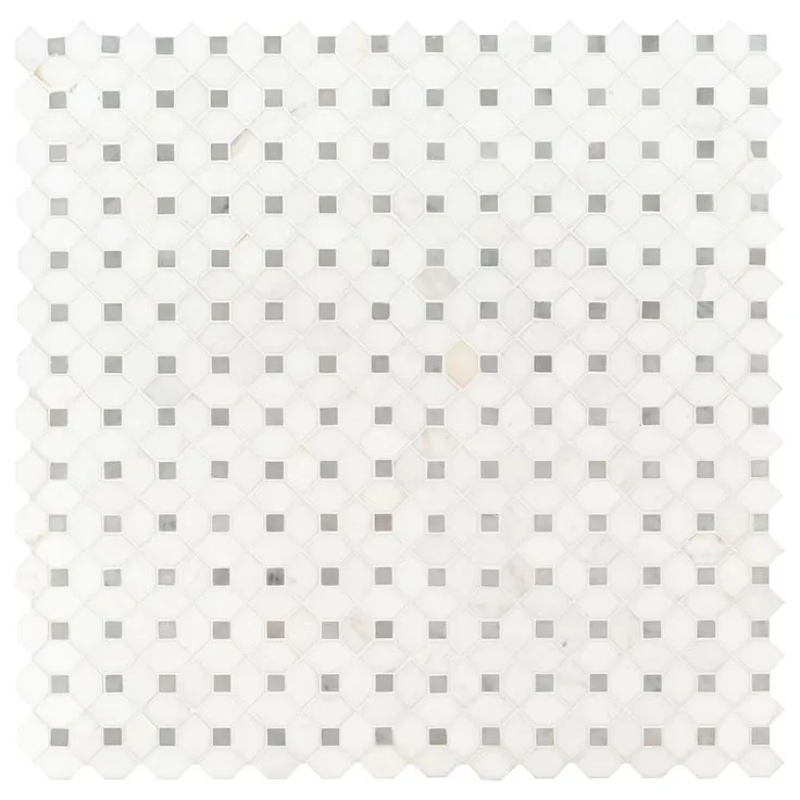 MSI Bianco Dolomite Dotty 12.31 in. x 12.36 in. x 10 mm Polished Marble Mesh-Mounted Mosaic Tile (10.6 sq. ft. / case), photo 9 of 10