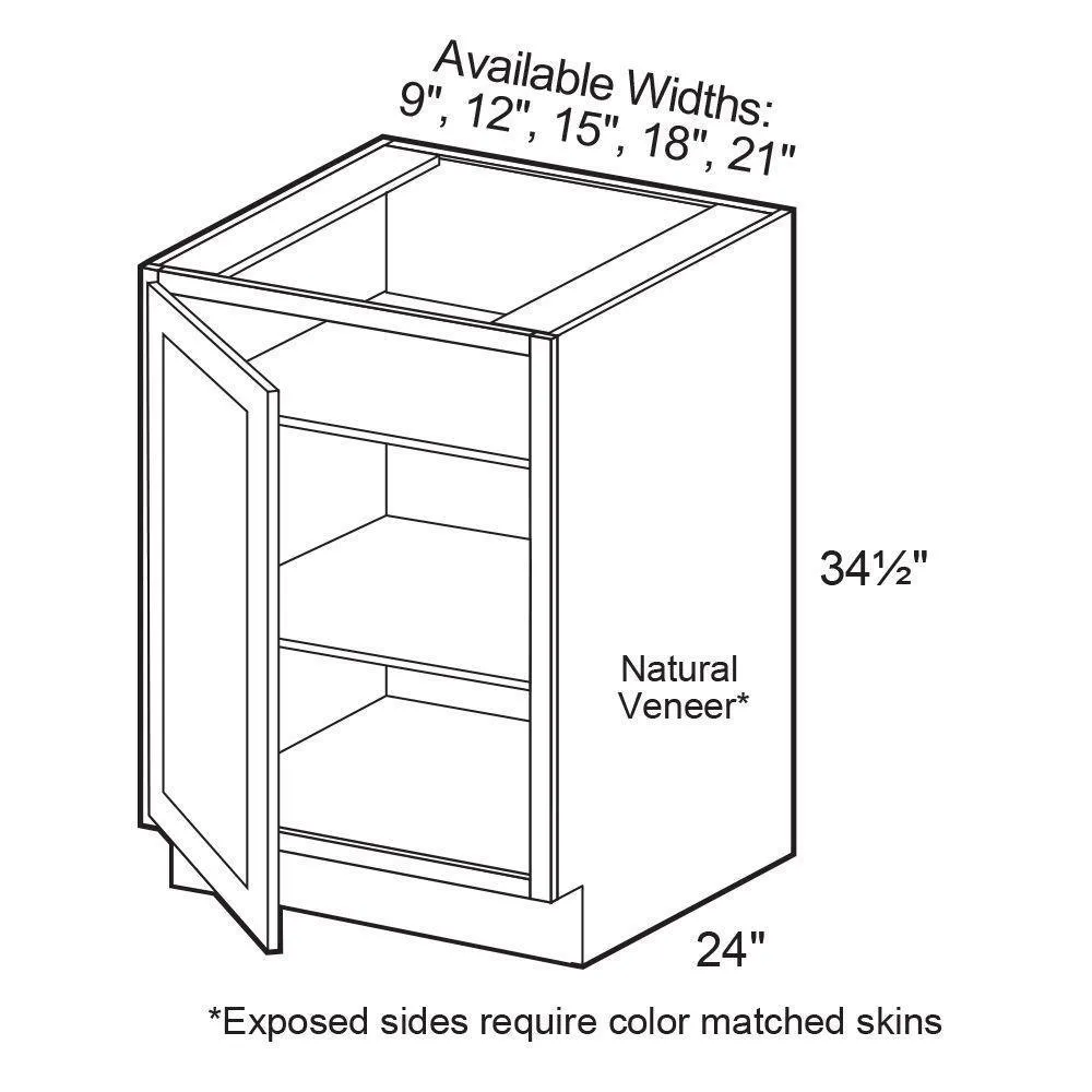 Vesper White Shaker Assembled Plywood 9 in. x 34.5 in. x 24 in. Base Full Height Kitchen Cabinet with Soft Close, photo 2 of 6