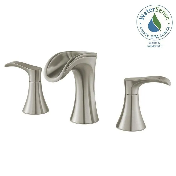 Brea 8 in. Widespread 2-Handle Waterfall Bathroom Faucet in Brushed Nickel, photo 3 of 7