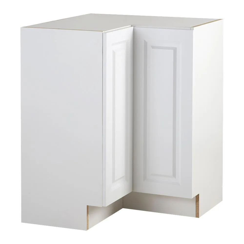 Benton Assembled 27.6 in. x 27.6 in. x 34.5 in. Lazy Susan Corner Base Cabinet in White, photo 8 of 11
