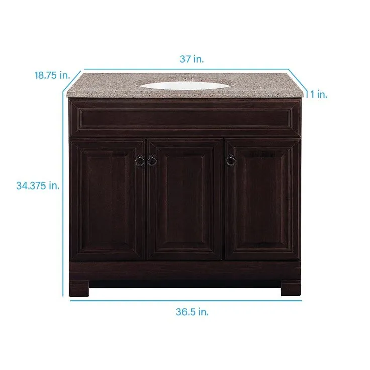 Style Selections Gladmere 36.5-in Java Single Sink Bathroom Vanity with Nutmeg Solid Surface Top, photo 4 of 8