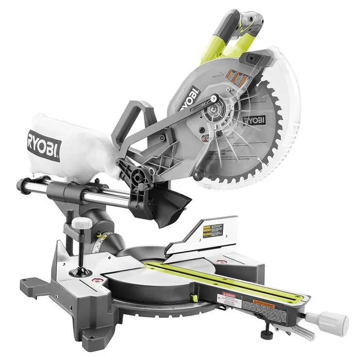 RYOBI 18-Volt ONE+ONE Cordless Brushless 10 in. Dual Bevel Sliding Miter Saw with 2.0 Ah Battery and Charger Kit, photo 9 of 9
