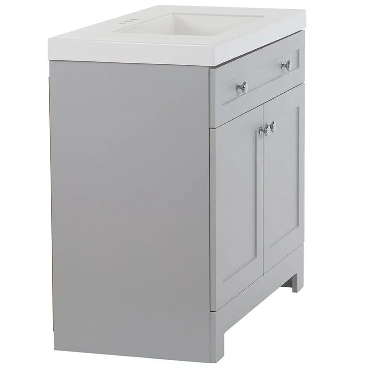 Everdean 36.5 in. W x 19 in. D x 34 in. H Vanity in Pearl Gray with Cultured Marble Vanity Top in White with White Sink, photo 3 of 10