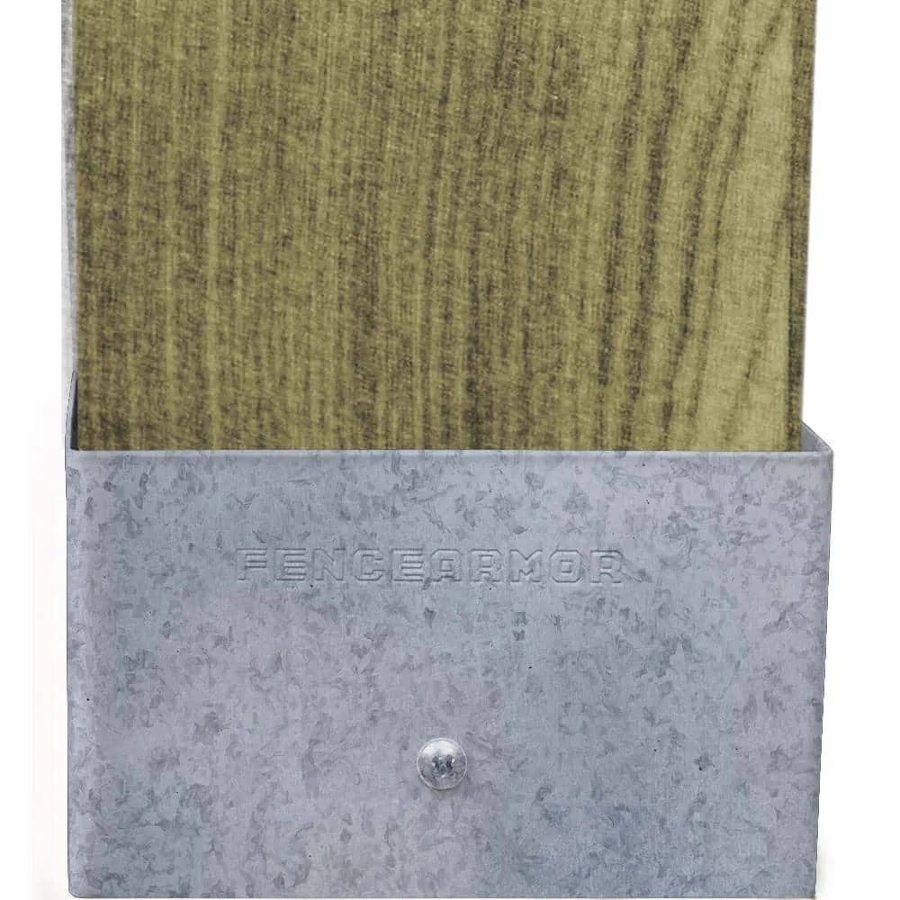 Fence Armor Galvanized Steel Demi Fence Post Guard 3.5 in. L x 3 in. H x .5 in. D for Wood, photo 2 of 4