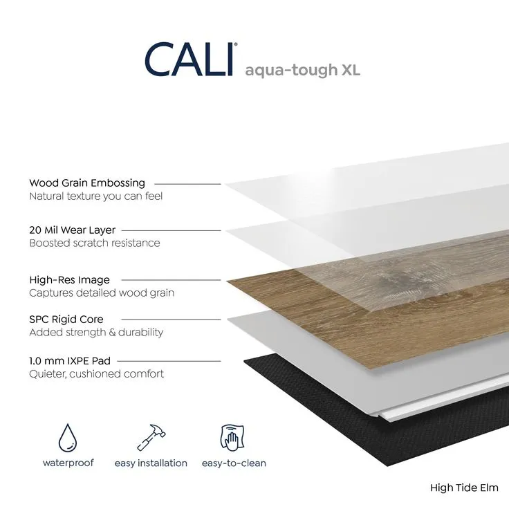 CALI Aqua Tough XL High Tide Elm 4.7-mm x 9-in W x 60-in L Waterproof Luxury Vinyl Plank Flooring (37.54-sq ft/case), photo 3 of 11