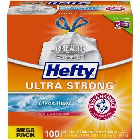 Ultra Strong 100-Pack 13-Gallon Clean Burst White Plastic Kitchen Trash Bag
