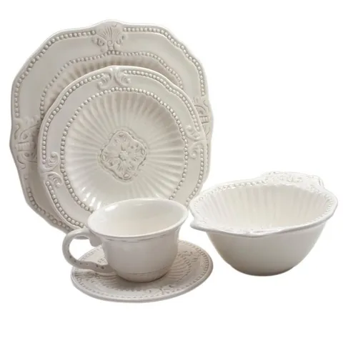 Baroque 20-Piece Formal White Earthenware Dinnerware Set (Service for 4)