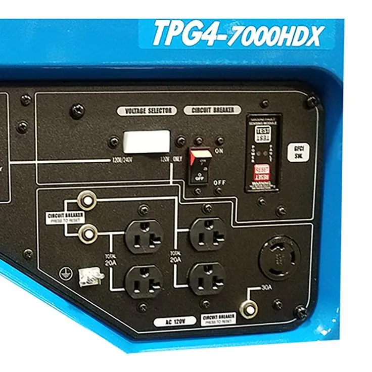 TSURUMI PUMP 6,000 Watt Gasoline Powered Portable Blue Generator with GFCI Protection and Honda GX390 Engine, photo 3 of 4