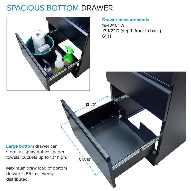 All-in-One 22 in. x 22 in. x 35 in. Metal Drop-In Laundry/Utility Sink and Cabinet in Black, photo 5 of 12