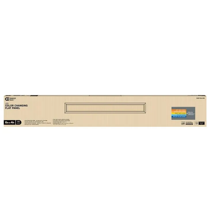 Commercial Electric 6 in. x 4 ft. 1900 Lumens Dimmable White Integrated LED Flat Panel Ceiling Flush Mount Fixture with Color Change 5CCT, photo 11 of 11