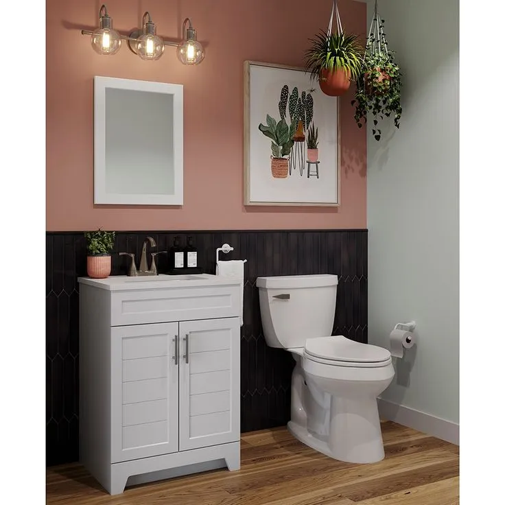 Style Selections Kirkman 24-in White Single Sink Bathroom Vanity with White Cultured Marble Top (Mirror Included), photo 2 of 7