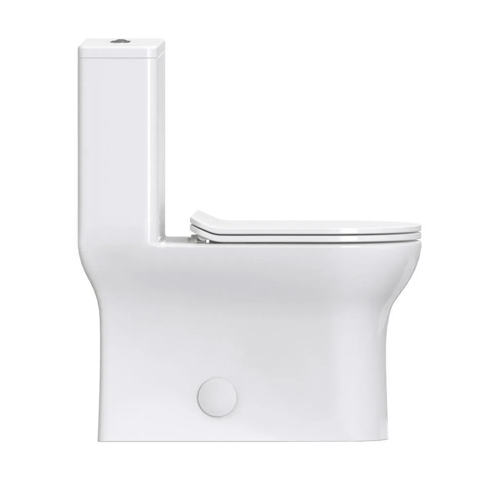 Swiss Madison Burdon 1-Piece 0.8/1.28 GPF Dual Flush Square Toilet in White, Seat Included, photo 5 of 12