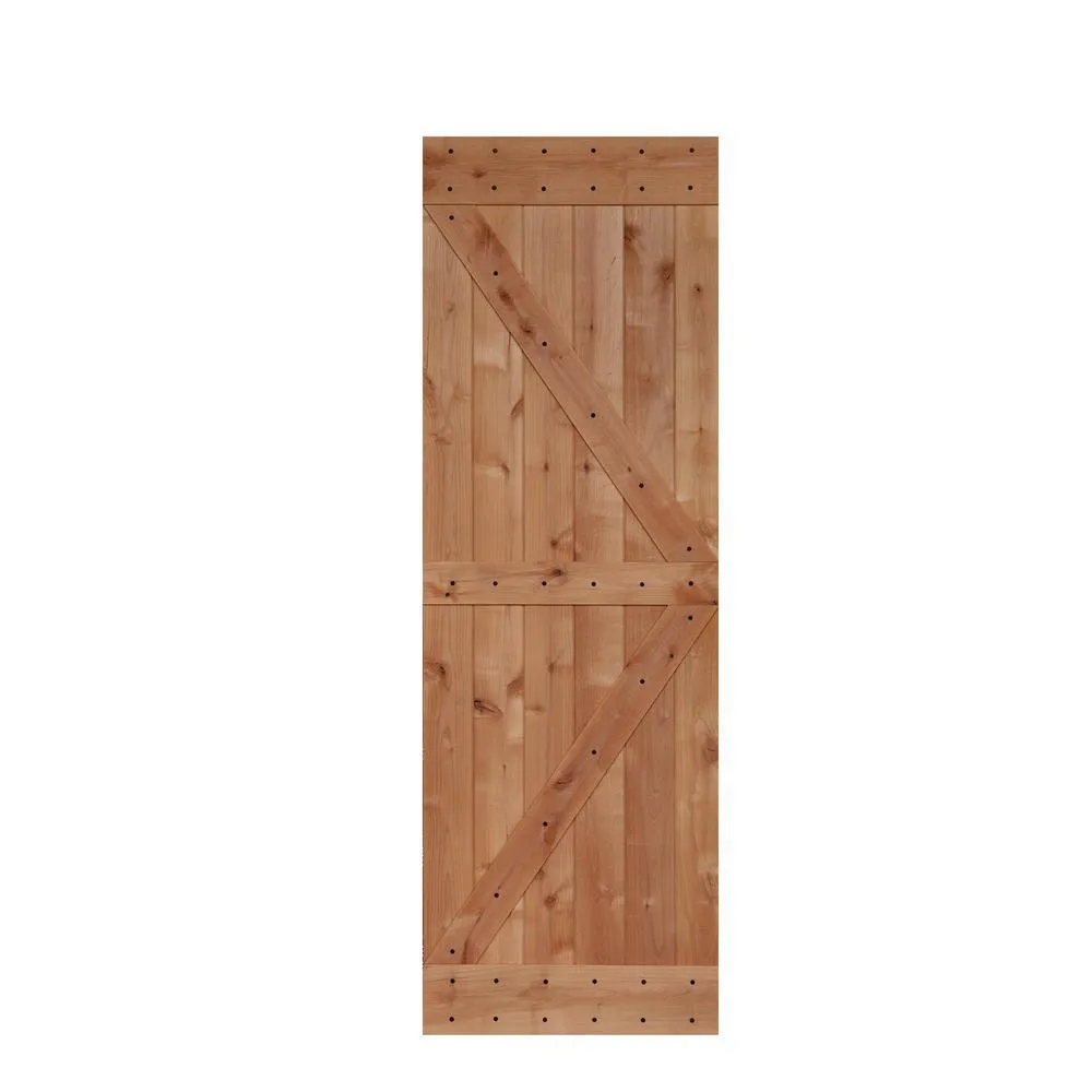 LUBANN 32 in. x 84 in. Ready-to-Assemble British Brace Hardwood Interior Sliding Barn Door Slab with Hardware Kit, photo 19 of 27