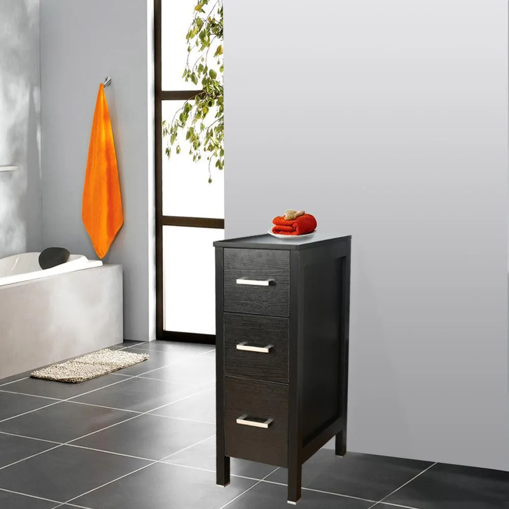 CASAINC 20 in. W x 12 in. D x 30 in. H Bathroom Vanity Cabinet Linen Cabinet with Three Drawers in Black, photo 2 of 9