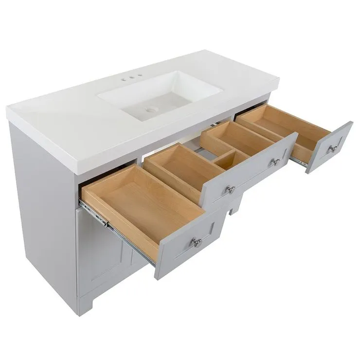 Everdean 48.5 in. W x 18.75 in. D Vanity in Pearl Gray with Cultured Marble Vanity Top in White with White Sink, photo 10 of 11