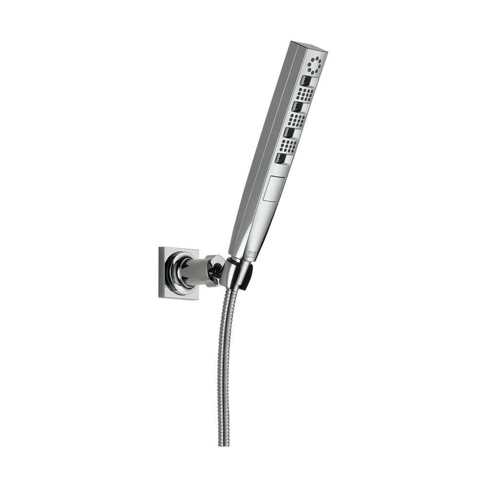 Zura 5-Spray 1.3 in. Single Wall Mount Handheld H2Okinetic Shower Head in Matte Black, photo 12 of 14