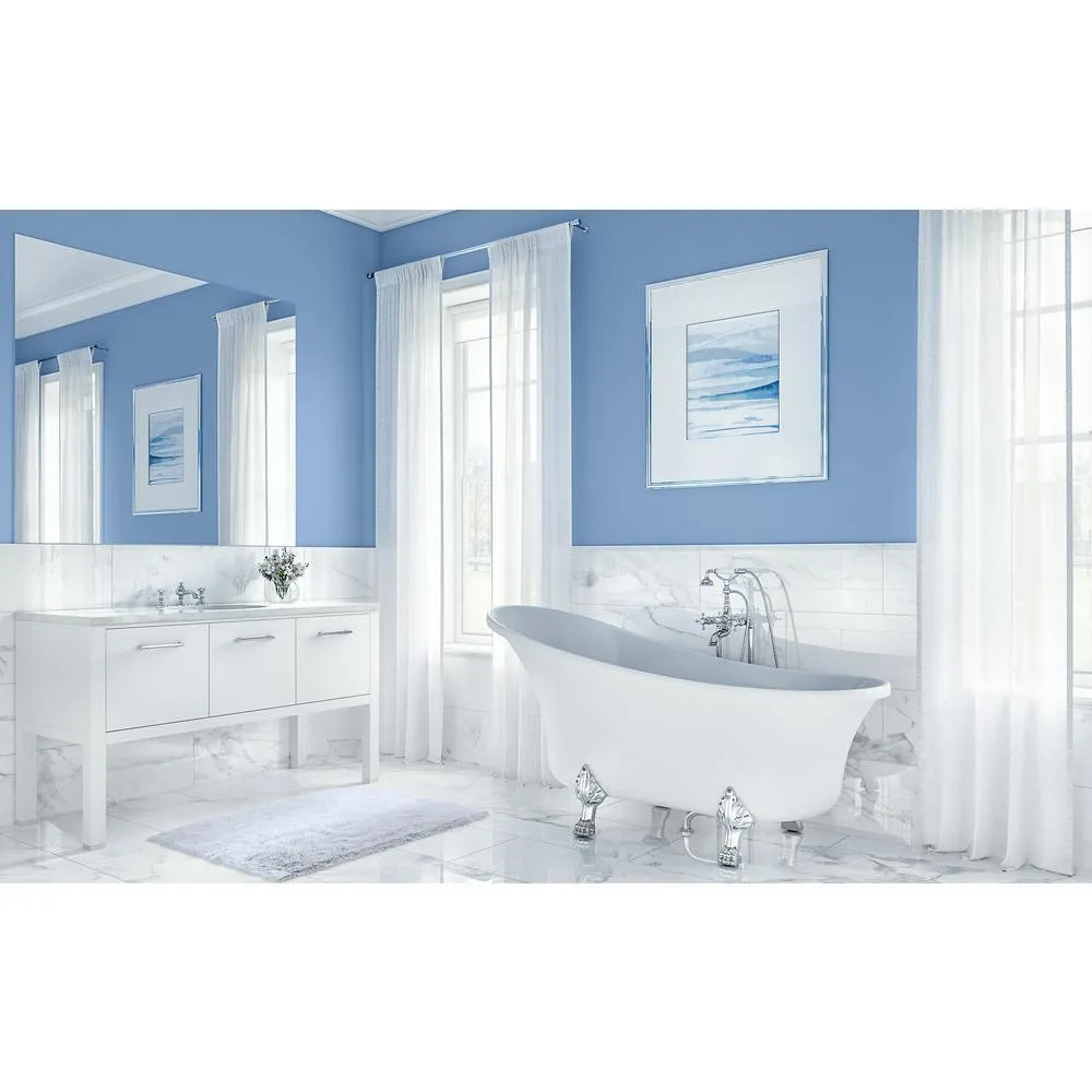 63 in. Acrylic Right Drain Oval Claw Foot Freestanding Bathtub in White, photo 2 of 5