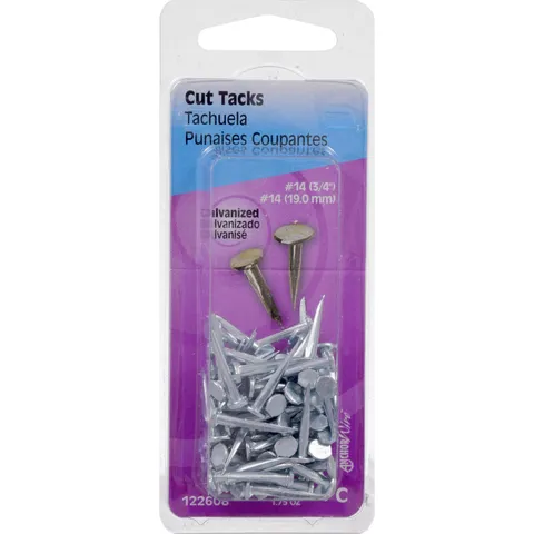 No. 14 × 3/4 in Galvanized Silver Steel Cut Tacks, 1.75 oz Pack