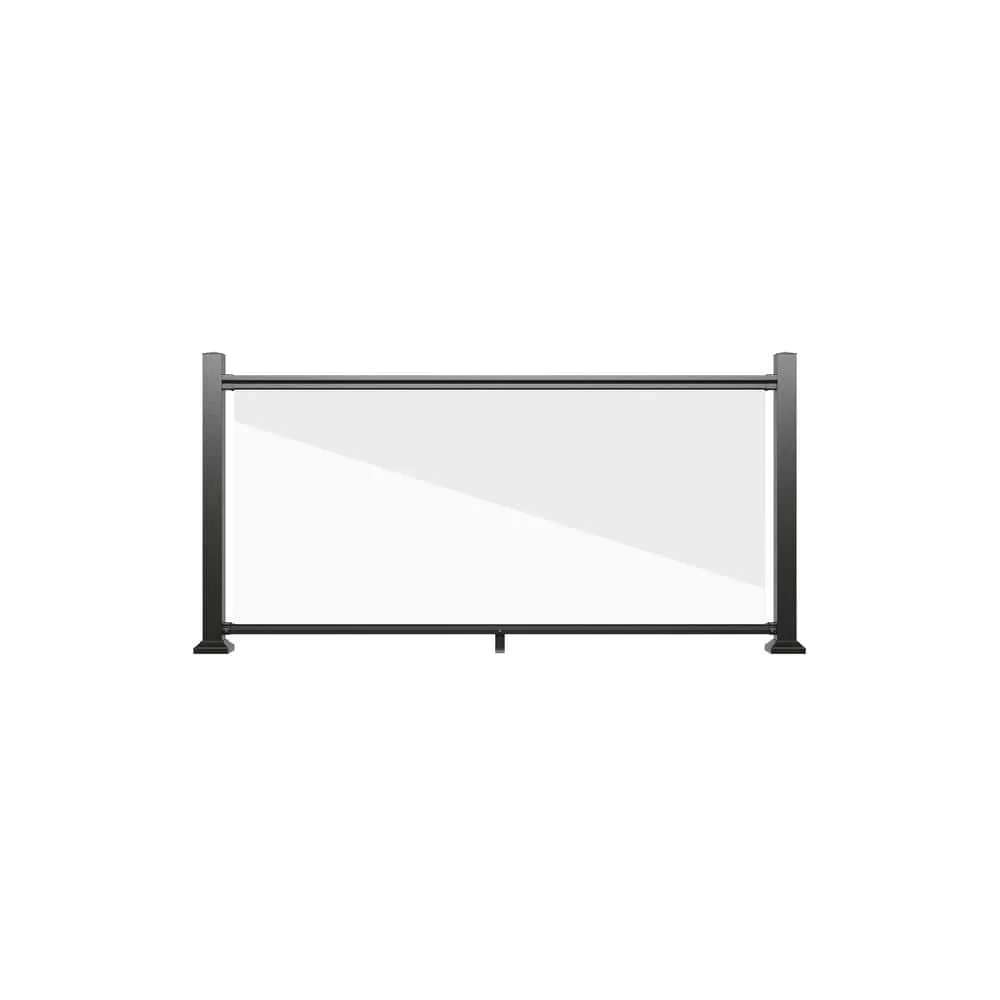 Fiberon 36 in. H x 72 in. W (Actual Size: 36 in. x 70 in.) Cityside Black Contemporary Aluminum Line Rail Kit for Glass Infill, photo 2 of 3