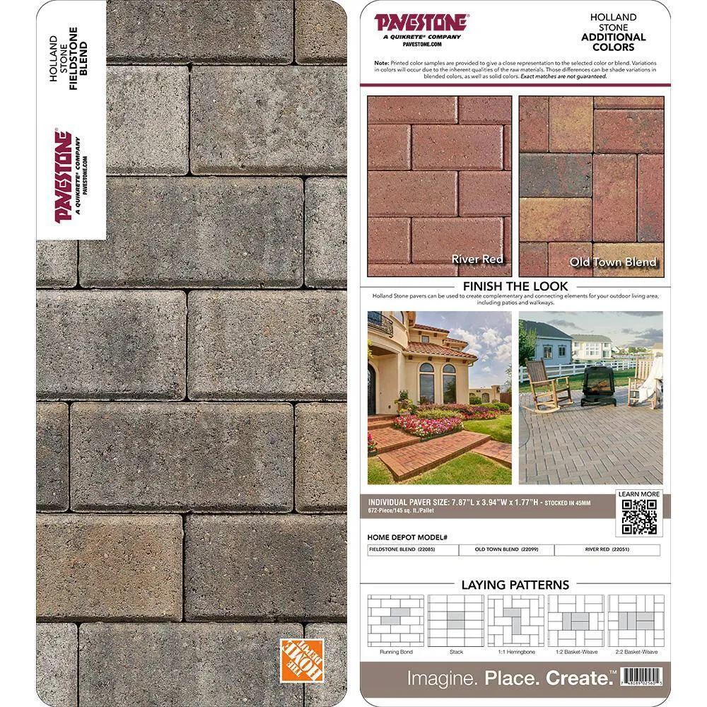 Pavestone Paper Sample Only of Holland 7.87 in. L x 3.94 in. W x 1.77 in. H 45 mm Fieldstone Blend Concrete Paver (1-Piece), photo 3 of 9