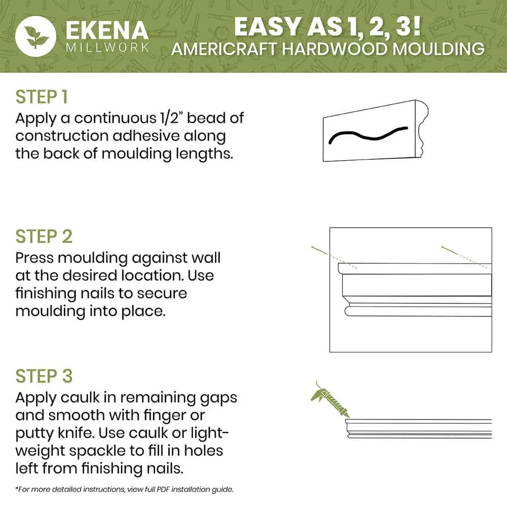 Ekena Millwork WM75 0.56 in. D x 1.63 in. W x 96 in. L Wood (Fingerjoint Pine) Crown Moulding, photo 12 of 13