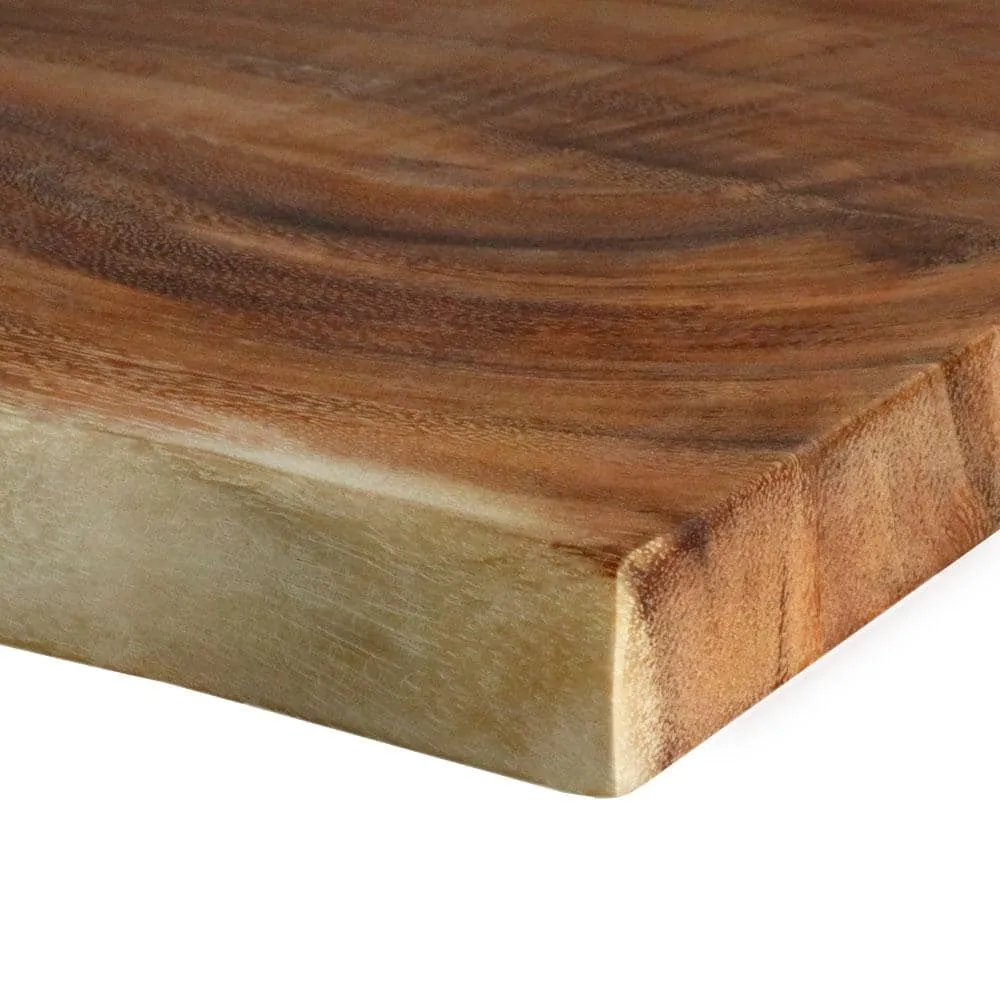 HARDWOOD REFLECTIONS 5 ft. L x 12 in. D Finished Saman Solid Wood Butcher Block Bar Countertop with Live Edge, photo 5 of 10