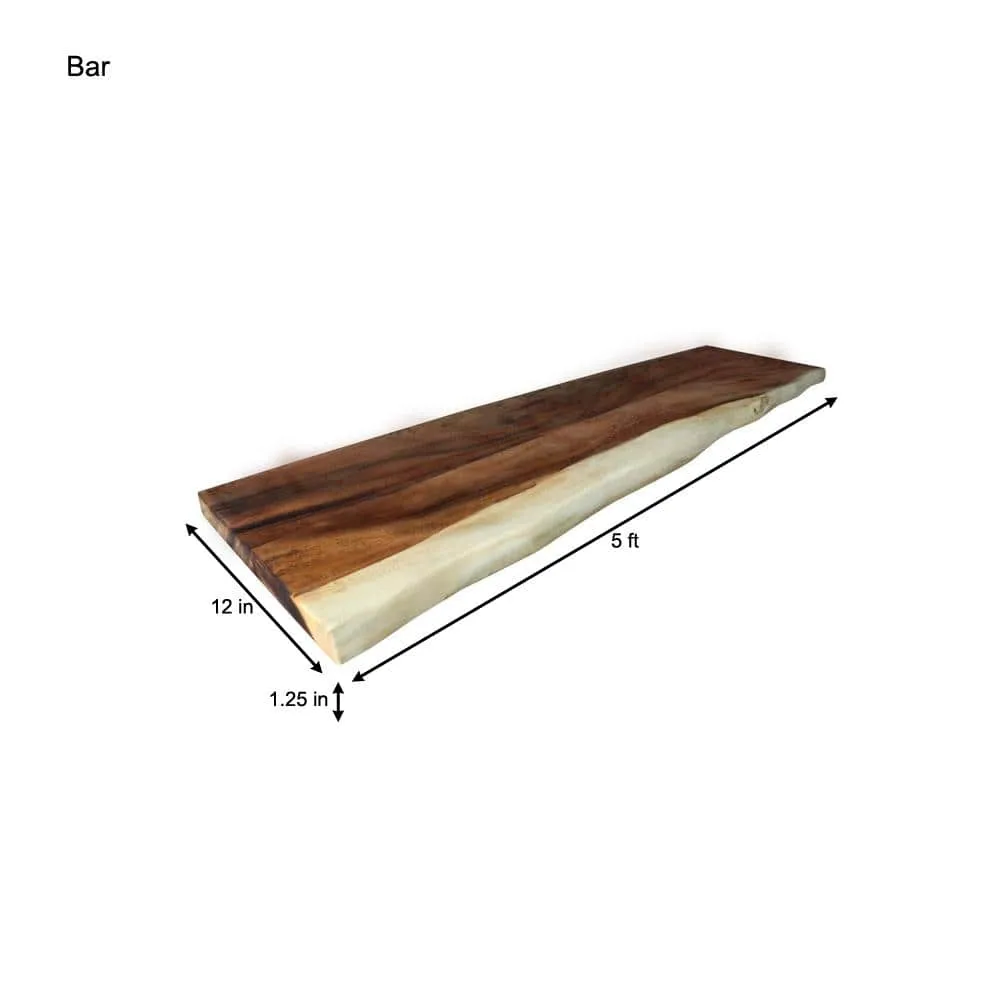 HARDWOOD REFLECTIONS 5 ft. L x 12 in. D Finished Saman Solid Wood Butcher Block Bar Countertop with Live Edge, photo 3 of 10